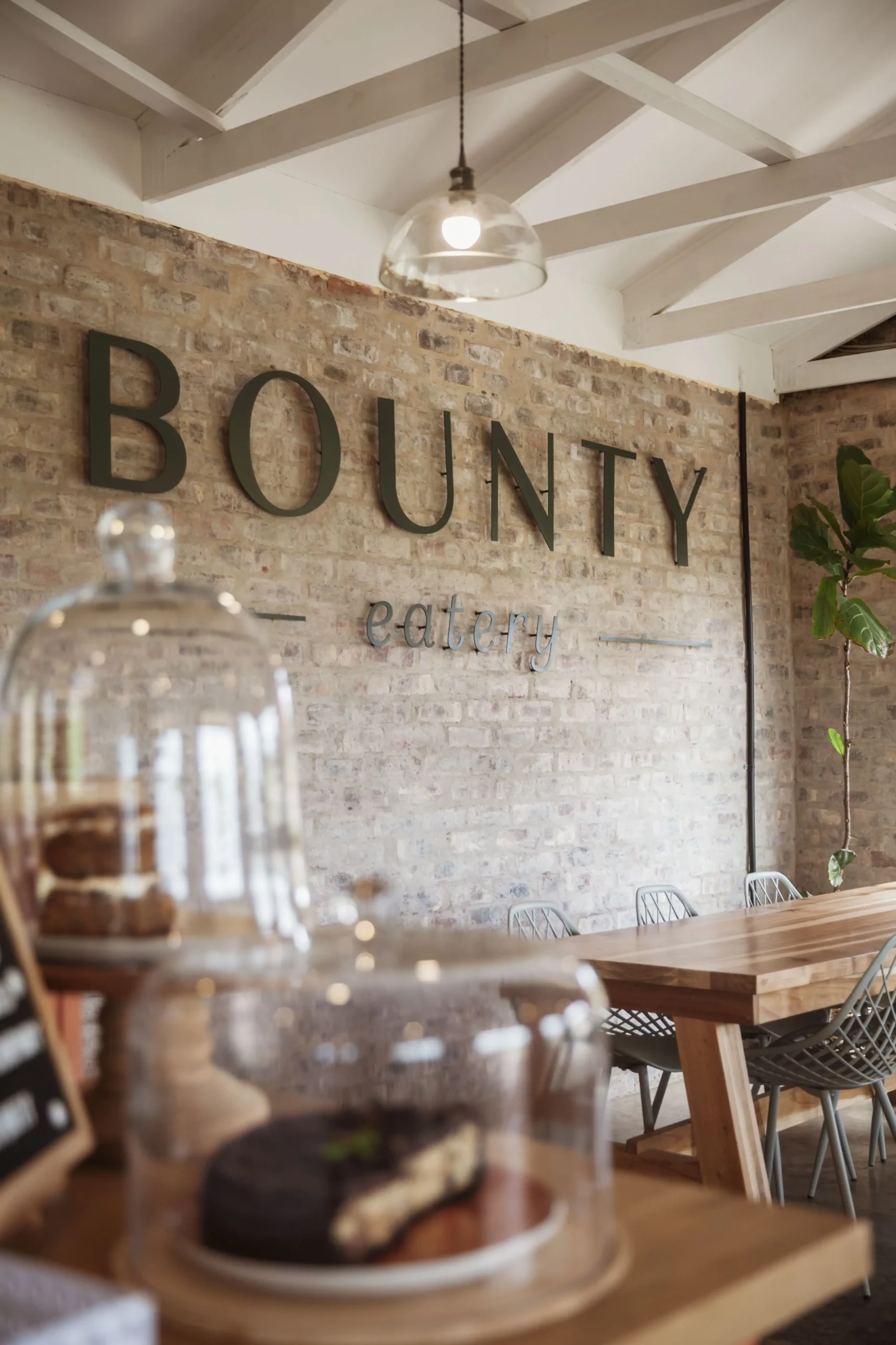 Bounty interior with the logo on the wall