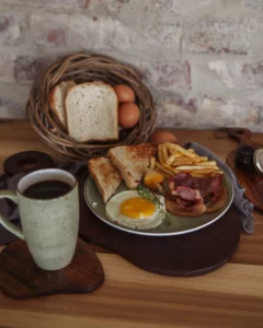 Bounty Easy Breakfast on a ceramic plate